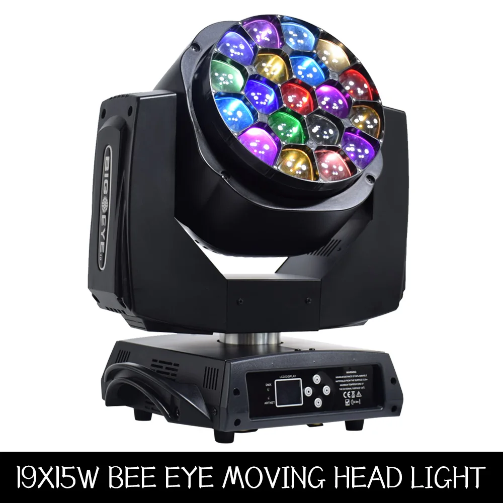 Led moving head мыть зум 19x15 Вт сценический луч светильник RGBW большие глаза пчел светильник ing оборудование для DJ ночной клуб вечерние дискотеки - Цвет: 19x15w zoom light