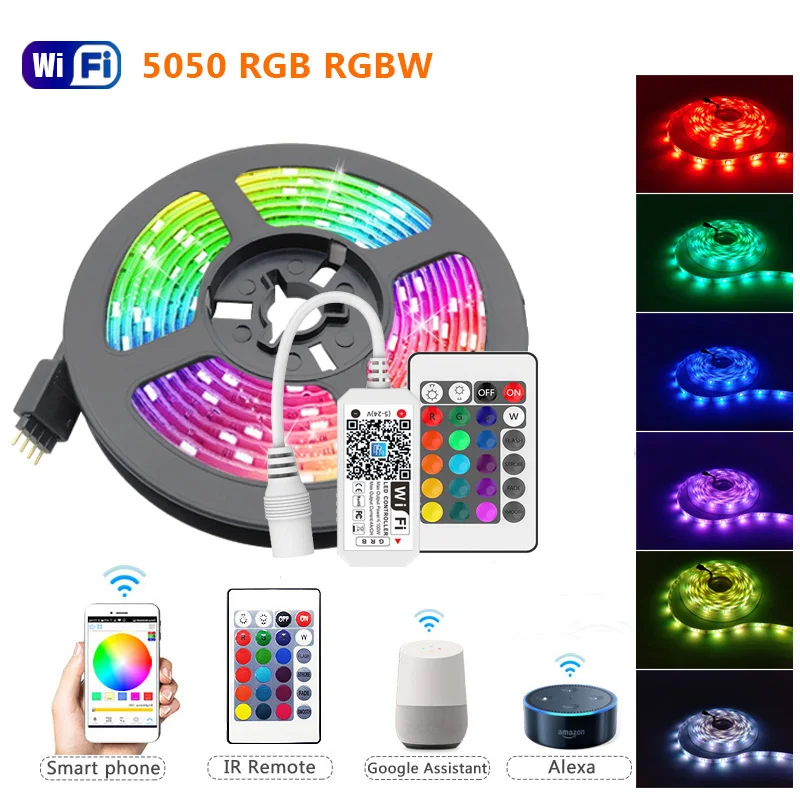 Светодиодная лента RGBW RGBWW RGB 5050 гибкая лампа с Wi-Fi контроллером и европейской