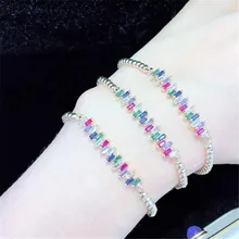 10 шт./лот, высокое качество, латунный браслет, ПАВЕ радуги, CZ, неправильный, случайный, регулируемый браслет, модные ювелирные изделия