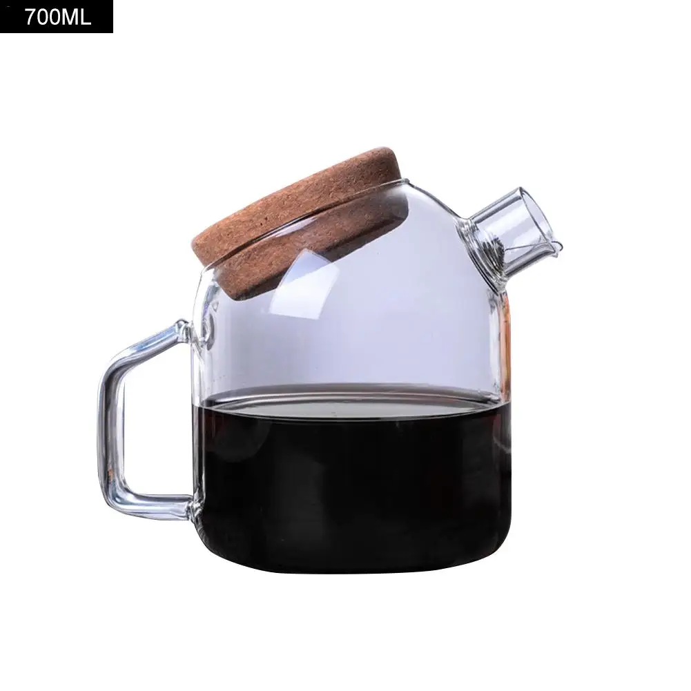 700ml Прозрачный стеклянный чайник, термостойкий большой чайник, стеклянная кофеварка, чайный набор, аксессуары для офиса, домашнего использования - Цвет: 700ml