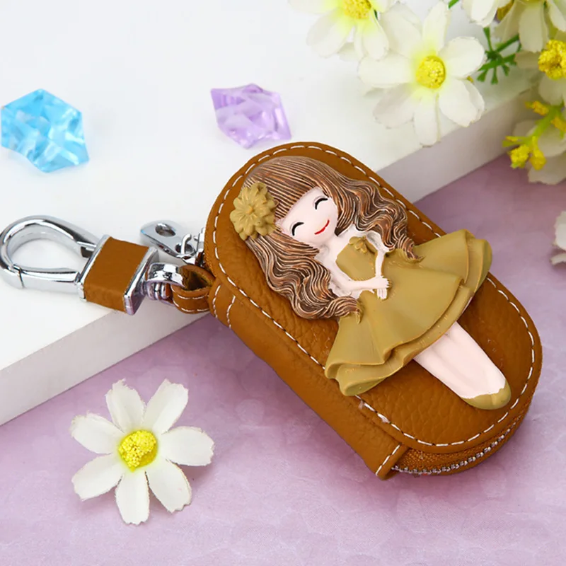 Style27 Милый мультяшный брелок Hello Kitty, модный кожаный кошелек на молнии, брелок для женщин и девочек, брелок для ключей, автомобильный Шарм, ювелирное изделие, подарок - Цвет: Style27