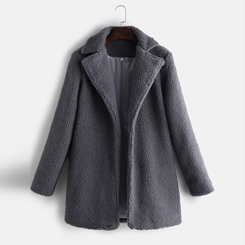 Женское осеннее повседневное Свободное длинное плюшевое пальто больших размеров, женское плюшевое пальто, плюшевая куртка, Женские винтажные толстые куртки из искусственного меха