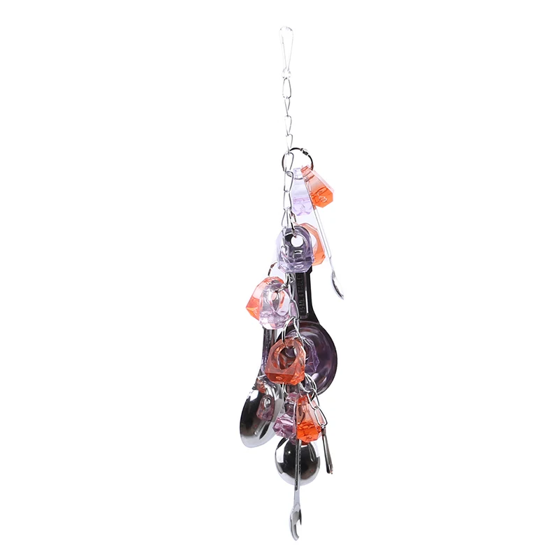 Pet Bird Bites Climb Chew Toy Metal Spoon Set Hanging Cockatiel Parakeet Climb Chewing Cage Bird Toys Supplies Parrot Toys