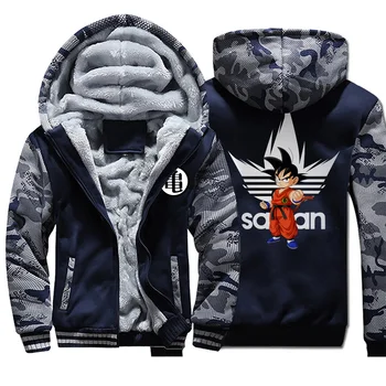 

Dragon ball Z Thick Sweatshirt DragonBall Z Son Goku Camouflage Hoodies Anime Jacket Men Harajuku Streetwear Fleece Warm Coat