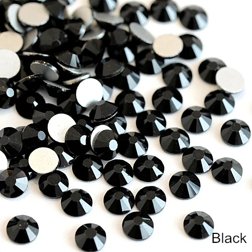 Black 1000 шт блестящие стразы, стеклянные стразы без горячей фиксации, стразы с плоским основанием, стразы без горячей фиксации, украшения для ногтей Y2802 - Цвет: Black