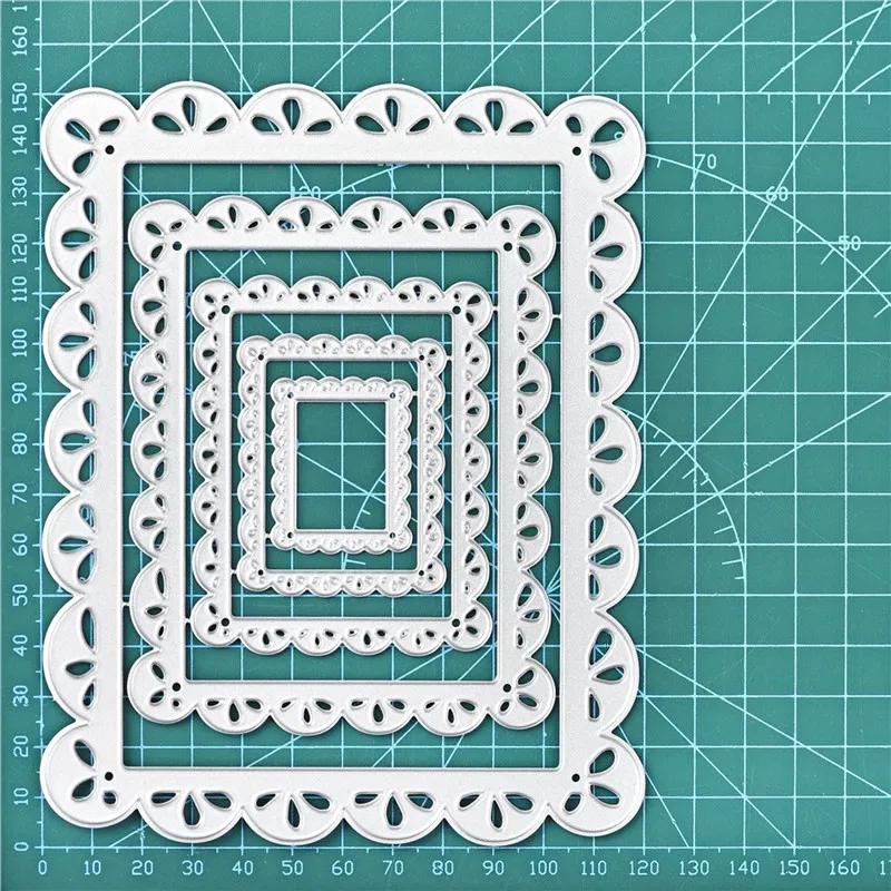 

Nested Stitched Scallop Rectangle Frame Metal Cutting Dies DIY Etched Dies Craft Paper Card Making Scrapbooking Embossing