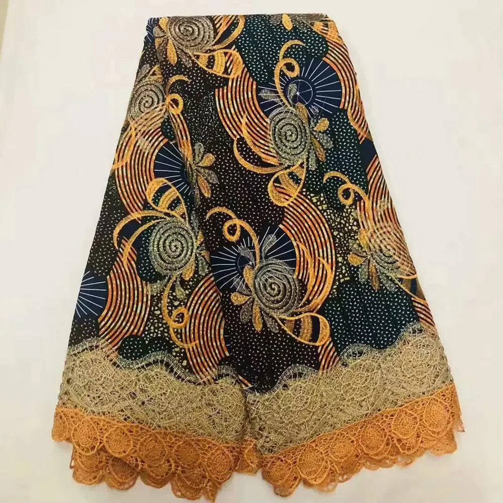 Горячая Африканский воск с кружевом/Высокое качество хлопок кружева восковые ткани/африканская ткань набивной воск вышивка кружева! O-4621