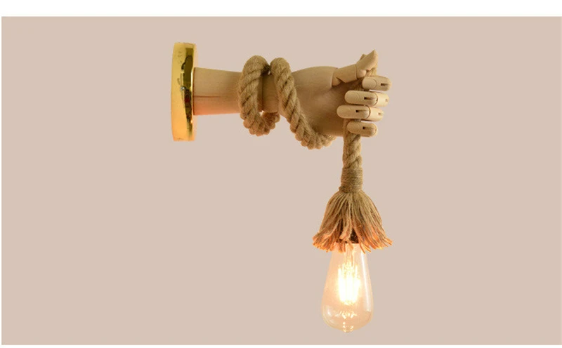 Американский Ретро настенный светильник деревянный пеньковый Канат Подвесной Настенный светильник Гостиная Ванная комната светильники кафе промышленный декор Освещение лампы