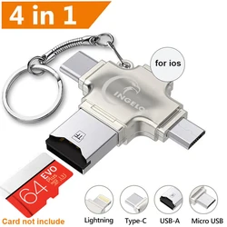Ingelon Lecteur De Carte SD Carte Micro Adaptateur 4 en 1 USB 3.0 micro sd usb lecteur de cartes OTG ADAPTATEUR usb pour la foudre Adaptateur de Type 