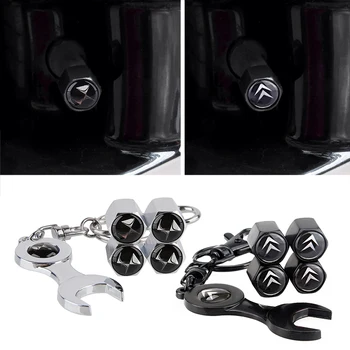 

Metal Durable Automobile Wheel Tire Cover with Wrench KeyChain Car Valve Stem Cap for Citroen DS Emblem c4 cactus C5 C3 Berlingo