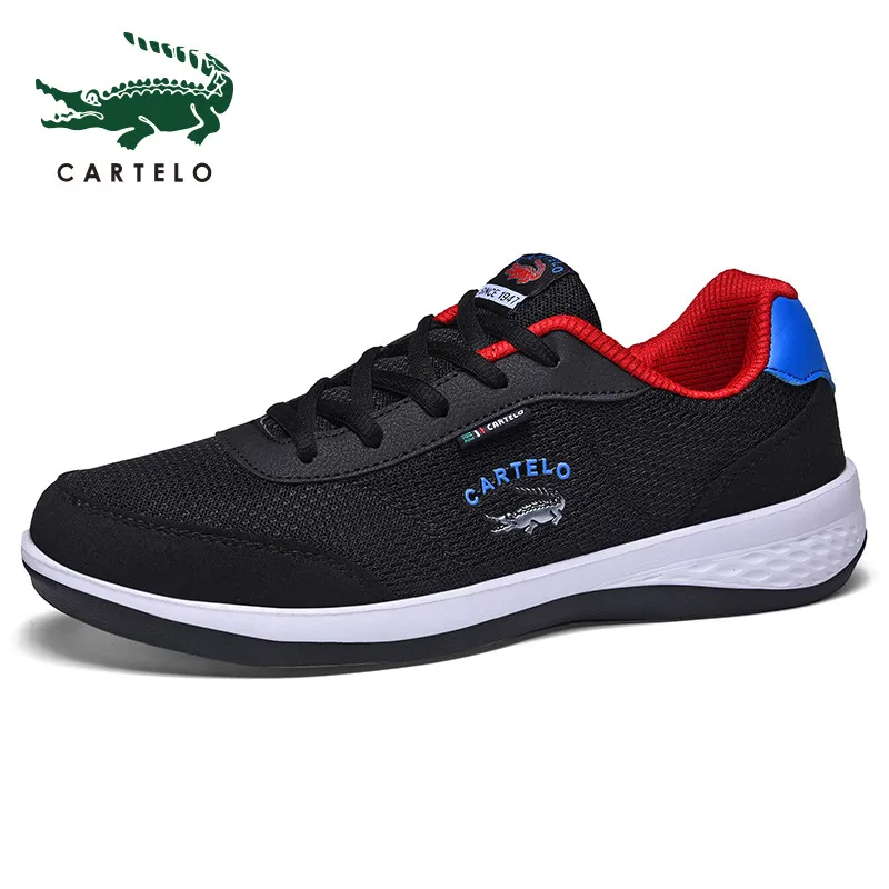 mesh black CARTELO/мужская спортивная обувь для отдыха; Мужская обувь в Корейском стиле; модная дышащая легкая удобная обувь для бега - Цвет: mesh black