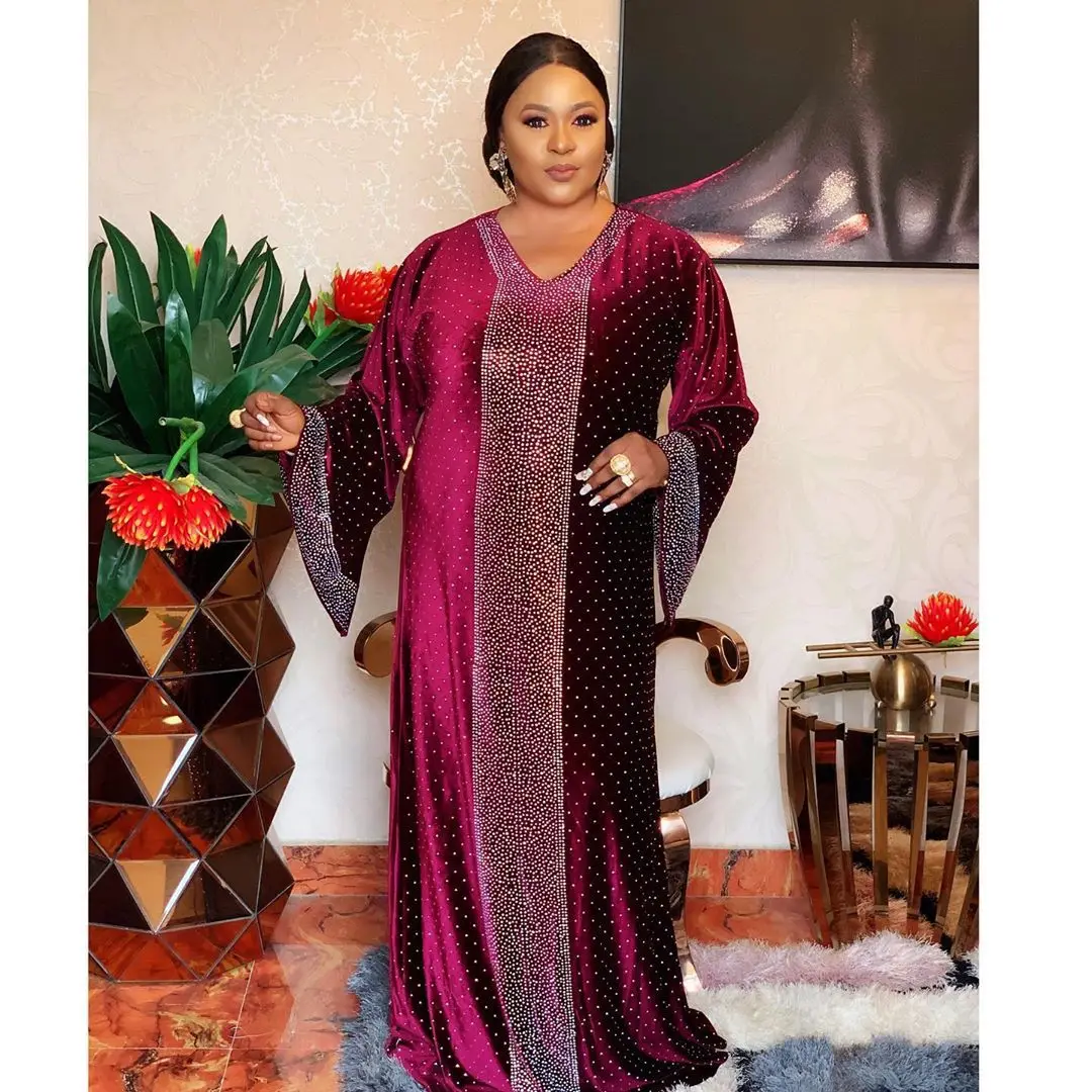 

Новое бархатное платье Дашики с бисером в африканском стиле хиджаб Абая Бандажное Макси винтажное платье с длинным рукавом платья африканская Сексуальная Женская Вечерние