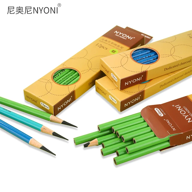 NYONI 12pcs Charcoal Pencil Black Soft/Medium/Hard Carbon Pencil Wooden  Charcoal Pencils For Sketching Drawing Stationery 2801 - AliExpress