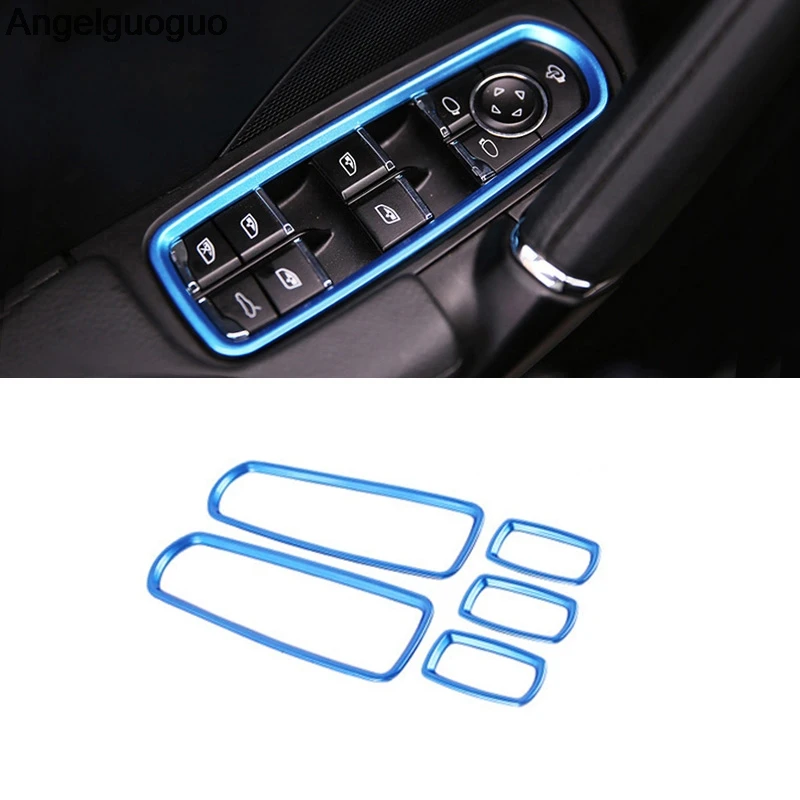 Angelguoguo car Door Window Lift Switch Panel Buttons frame Cover for Porsche Panamera Cayenne Macan (3 colors options)