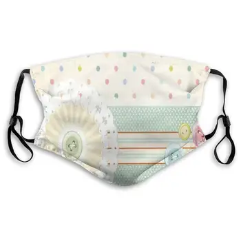 

NYF Sewing Theme Border with Button Floral Patch Traditional Lace Dots Print Unisex Outdoor Dustproof Breathing Mask Activated