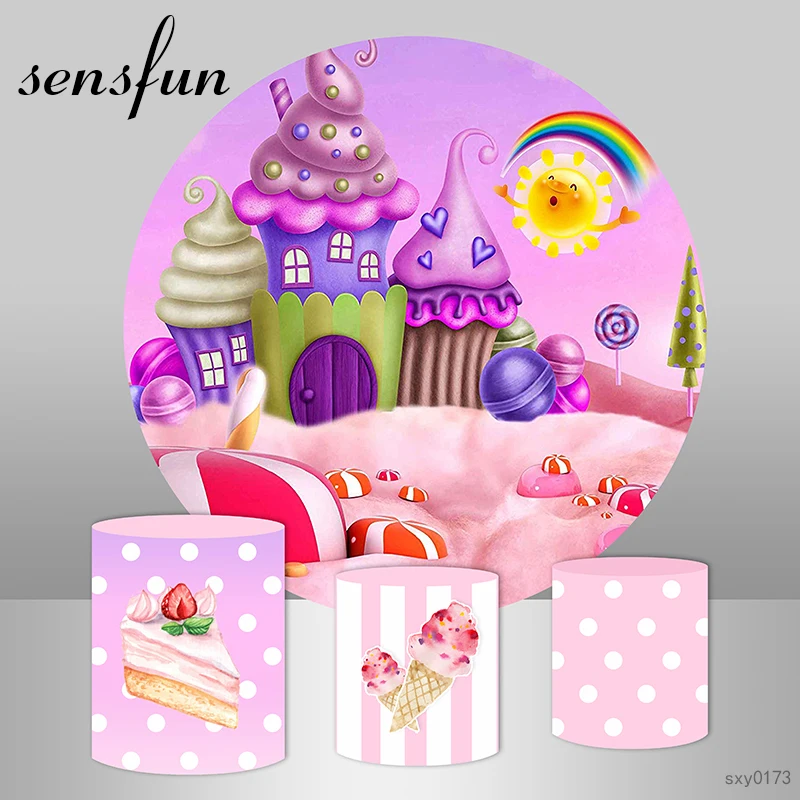 Вечерние фоны для девочек Sensfun с круглым кружком и мороженым Candyland вечерние дня