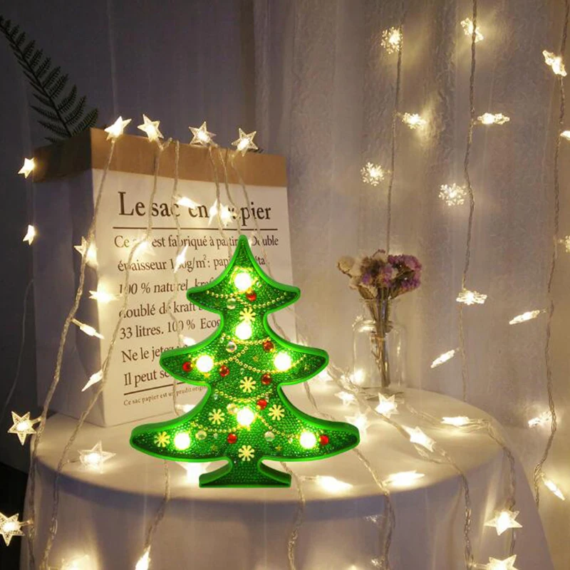 DIY светодиодный ночник с бриллиантами, Рождественская елка, снеговик, вышивка крестиком, специальная форма, свадебные украшения