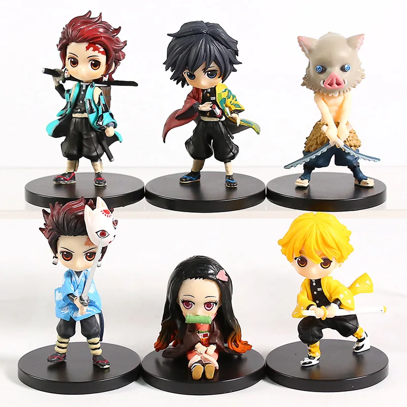 Q Posket куклы Kimetsu без Yaiba камадо Tanjirou Nezuko томилочка Giyuu Agatsuma Zenitsu Hashibira Inosuke ПВХ фигурка игрушки 6 шт./компл