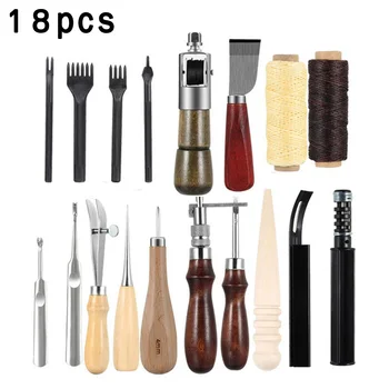 

18x Set Sewing Stitching Wheel Cutter Chisel Handmade Leather Craft DIY Tools