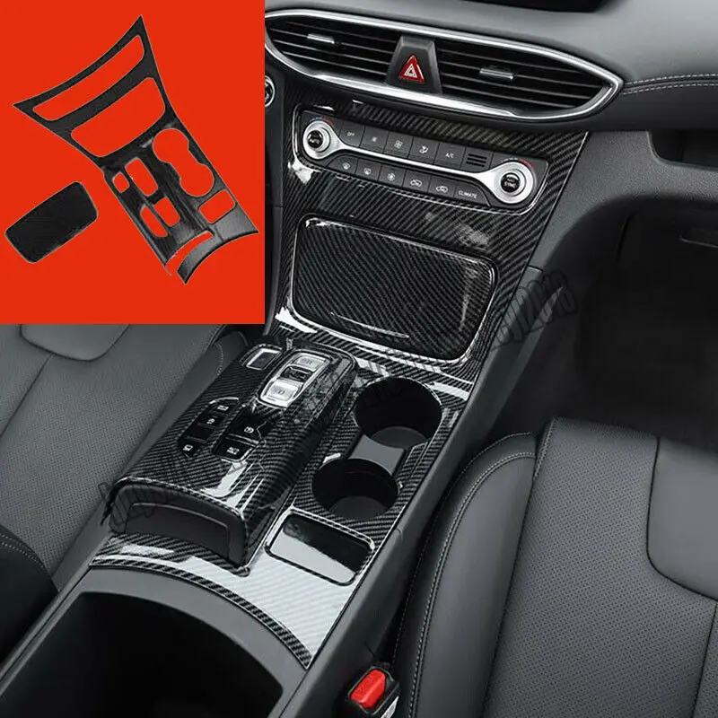 

Fit For Hyundai Santa Fe 2019 Carbon Fiber Gear Shift Box Panel Frame Cover Trim Car modification Car accessories