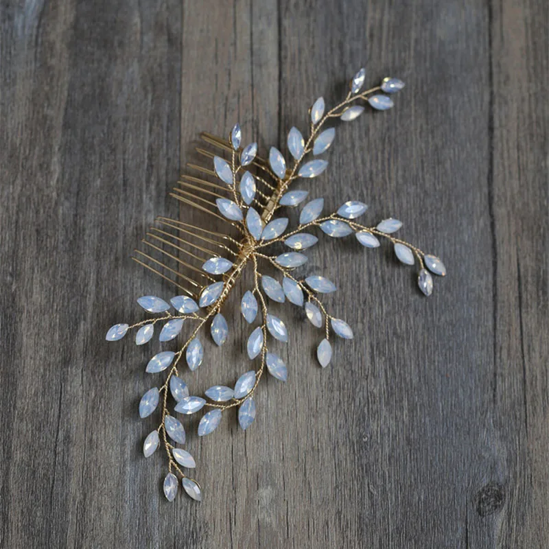 AGS27 Comb GibsonBridal, золотые, серебряные заколки для волос, свадебные аксессуары для волос, ювелирные изделия ручной работы, свадебный головной убор - Окраска металла: AGS27 Comb