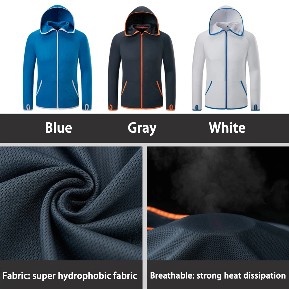 Waterproof Hiking Jackets Fishing Men Tech Hydrophobic Clothing Casual Ice silk Waterproof Outdoor Camping Hooded Jackets