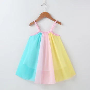

New Dress for Girl 2020 Summer Kids Clothing Cotton Cute Casual Pretty Color Block Sleeveless Princess Dress Vest Dresses Girls