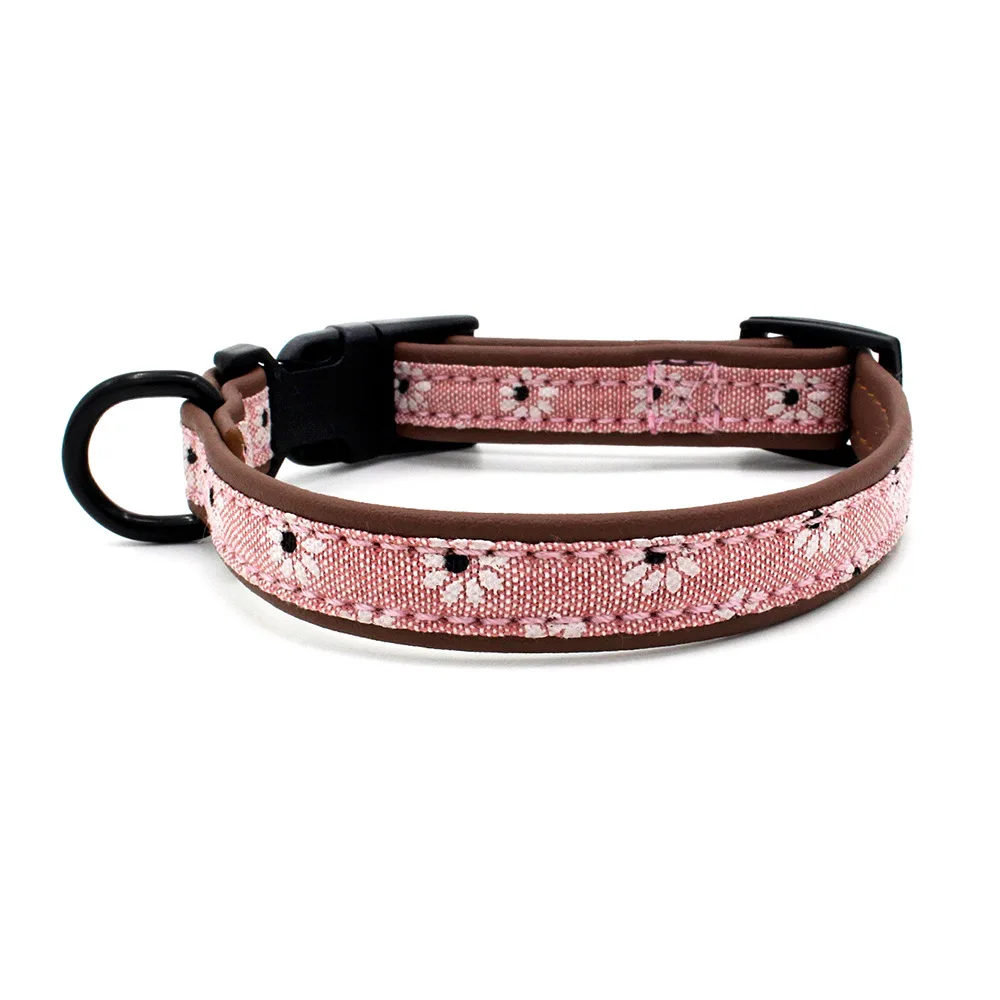 New dog collar microfiber cloth comfortable pet collar print pattern dog accessories - Цвет: Style 02