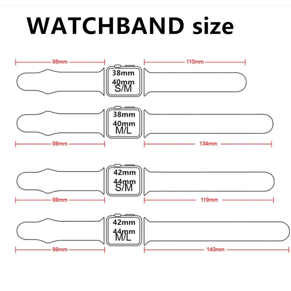 Силиконовый ремешок для apple watch band 44 мм 40 мм, correa, iwatch5/4/3/2, 38 мм, ремешок 42 мм монохромный Силиконовый Браслет apple watch band
