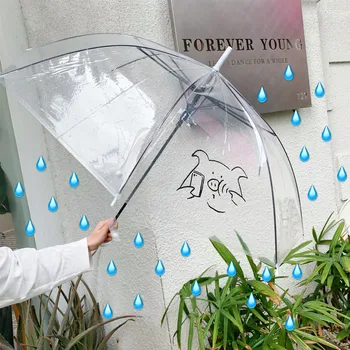 

Simple Transparent Pig Pig Umbrella Wild Couple Umbrella Cute Girl Long Handle Umbrella Sunny Rain Umbrella Lady Umbrella