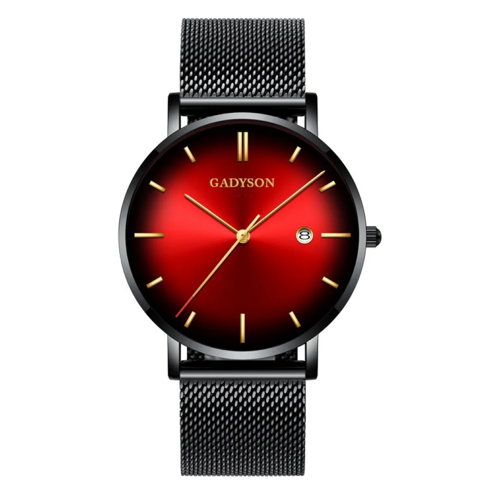 Black Red GADYSON мужские часы Новая мода контрастная указка кварц концепция кошачий глаз градиент мужские часы Erkek Kol saati Reloj Mujer - Цвет: Black Red
