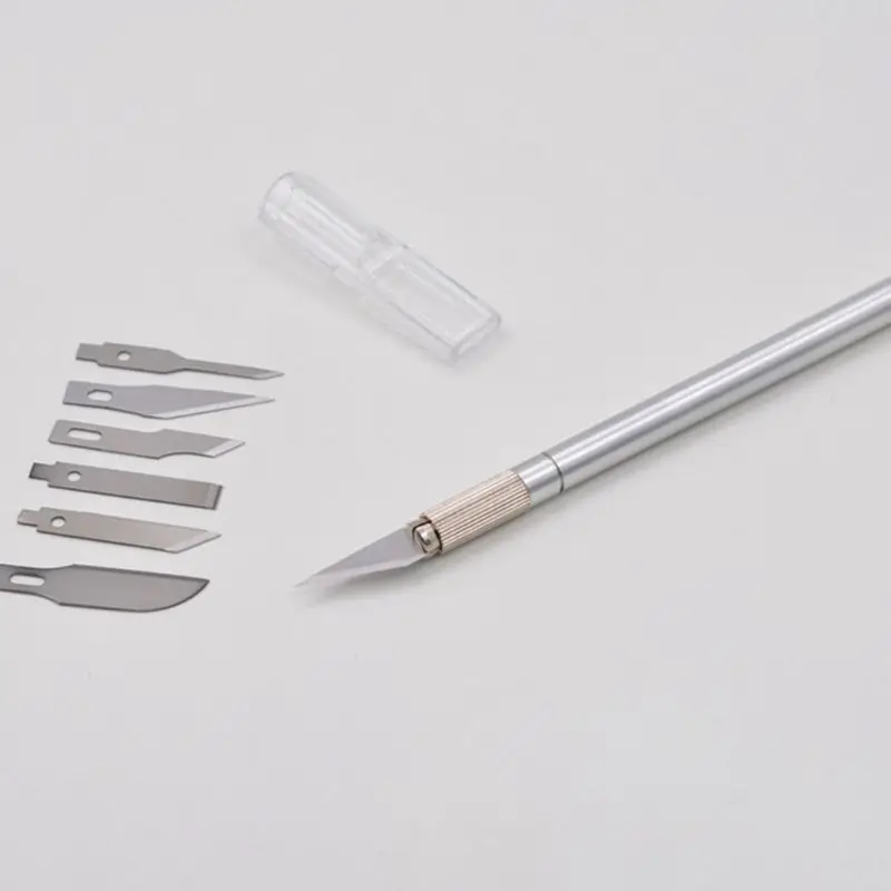 Серебро RC продукты мягкая ручка хобби нож с 6 запасными лезвиями прецизионный хобби нож