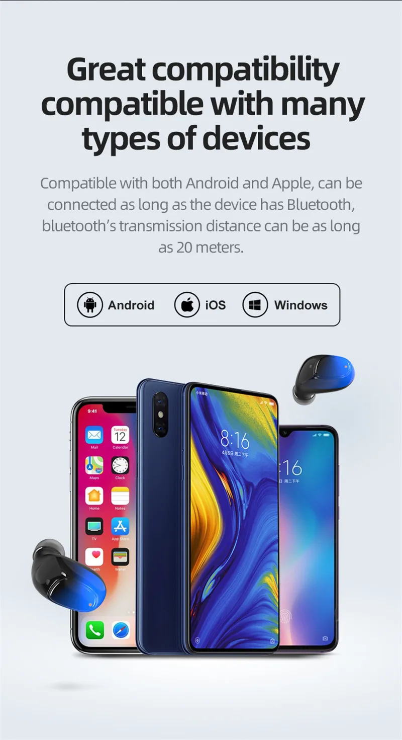 ES01 TWS Bluetooth наушники V5.0 сенсорный контроль светодиодный дисплей питания беспроводные наушники 9D стерео Спорт водонепроницаемый гарнитура