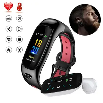 

Smart Bracelet with wireless Bluetooth headset for Activity Fitness Tracker Heart Rate Monito Watch waterproof Silicone strap