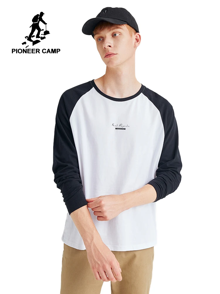 Pioneer Camp Осенняя брендовая одежда футболка Мужская хлопковая футболка с круглым вырезом и длинными рукавами Мужская футболка уличная ACT908187
