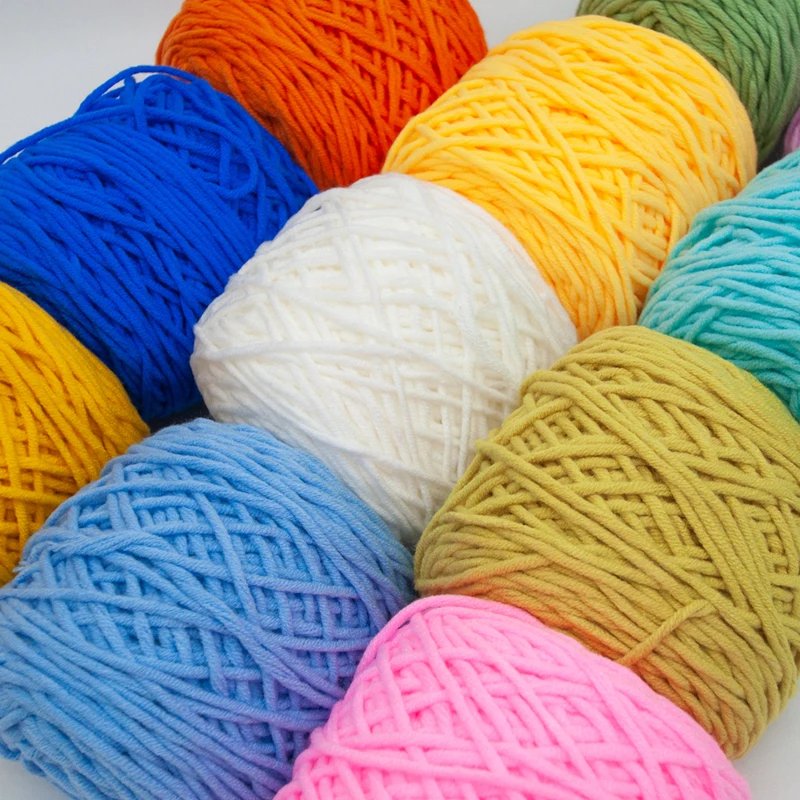 

100M Solid Tufting Yarn 8 Strands 5mm Yarn For Rug Cotton Yarn For Tufting Gun 69Color Cotton Knitting Yarn