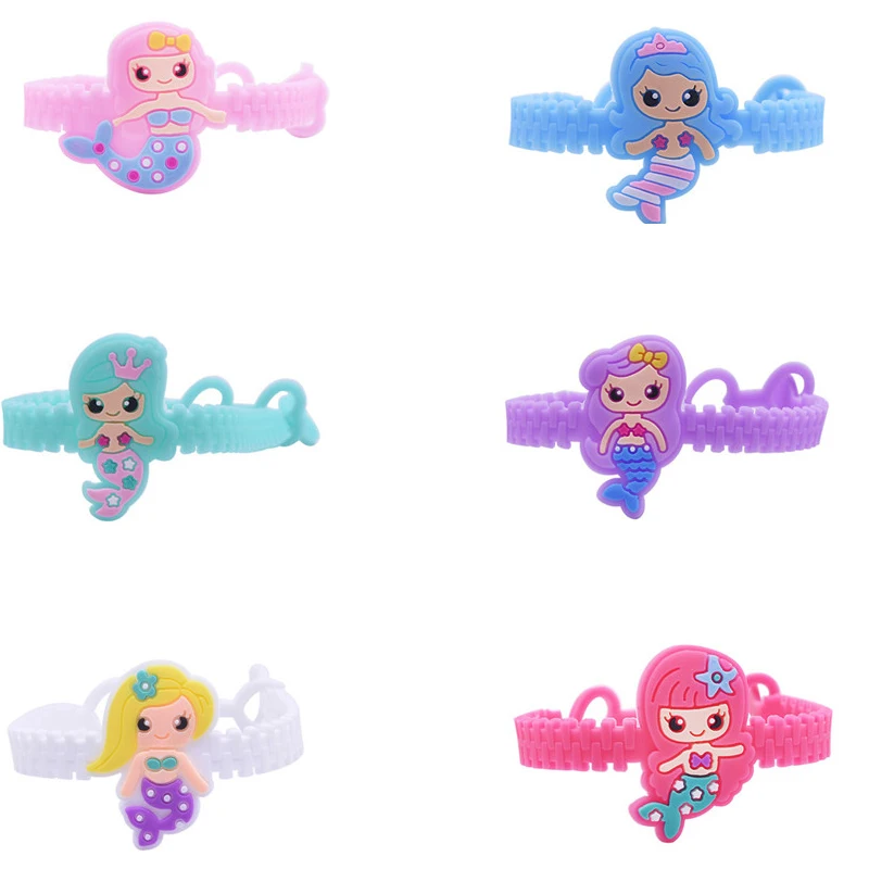 

6Pcs Mermaid Bracelet Children Favors Rubber Bangle Baby Shower Kids Girls Birthday Xmas Festive Party Gift Fashion Wristband