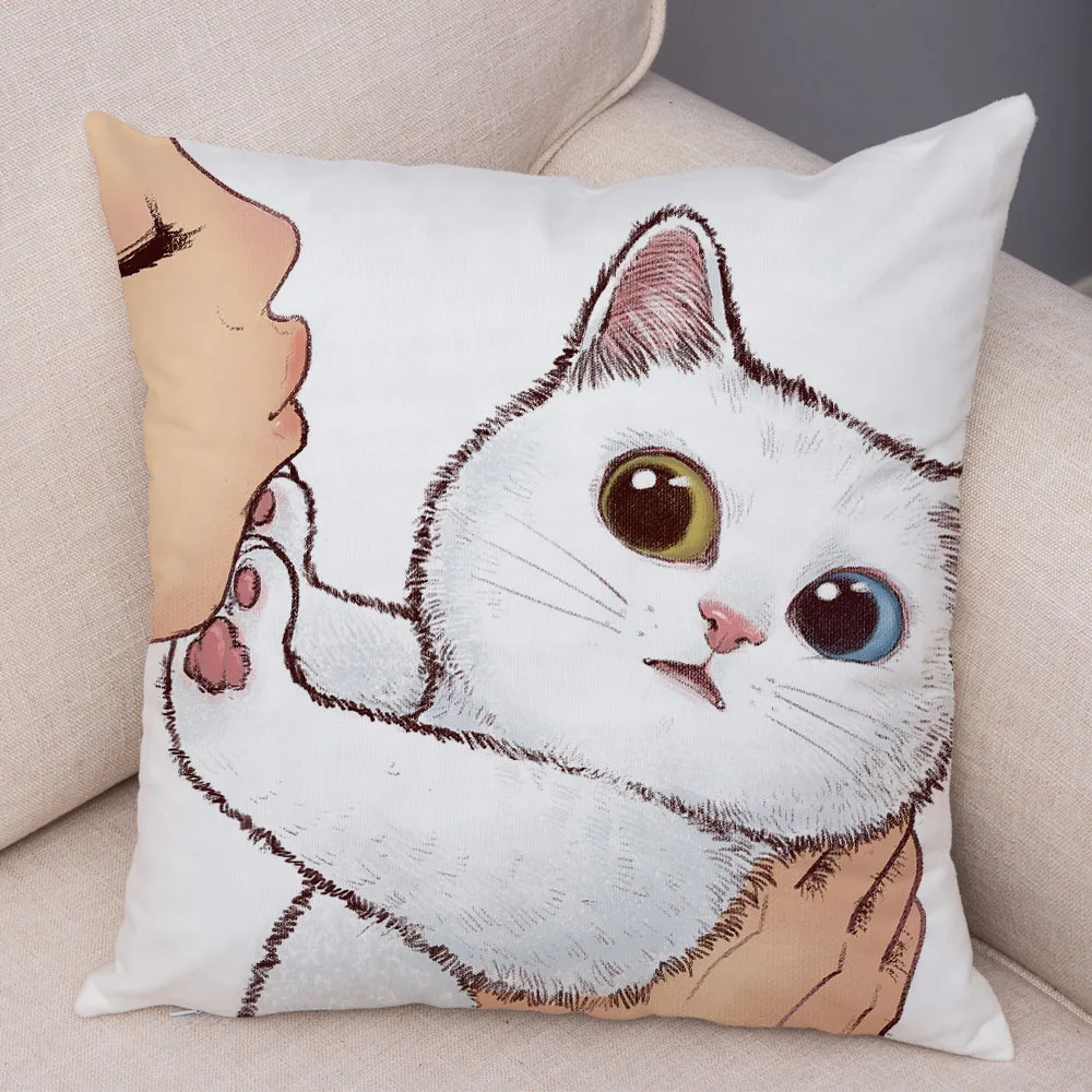 ZICANCN Funny Funny Cat Decorative Throw Pillow Covers, Bed Couch Sofa  Decorative Knit Pillow Covers for Living Room Farmhouse 26x26