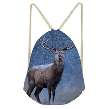 HaoYun/женские сумки на шнурке, пляжная обувь с изображением оленя, с карманами, с изображением животных, для мальчиков и девочек, мини-дорожные сумки Органайзер