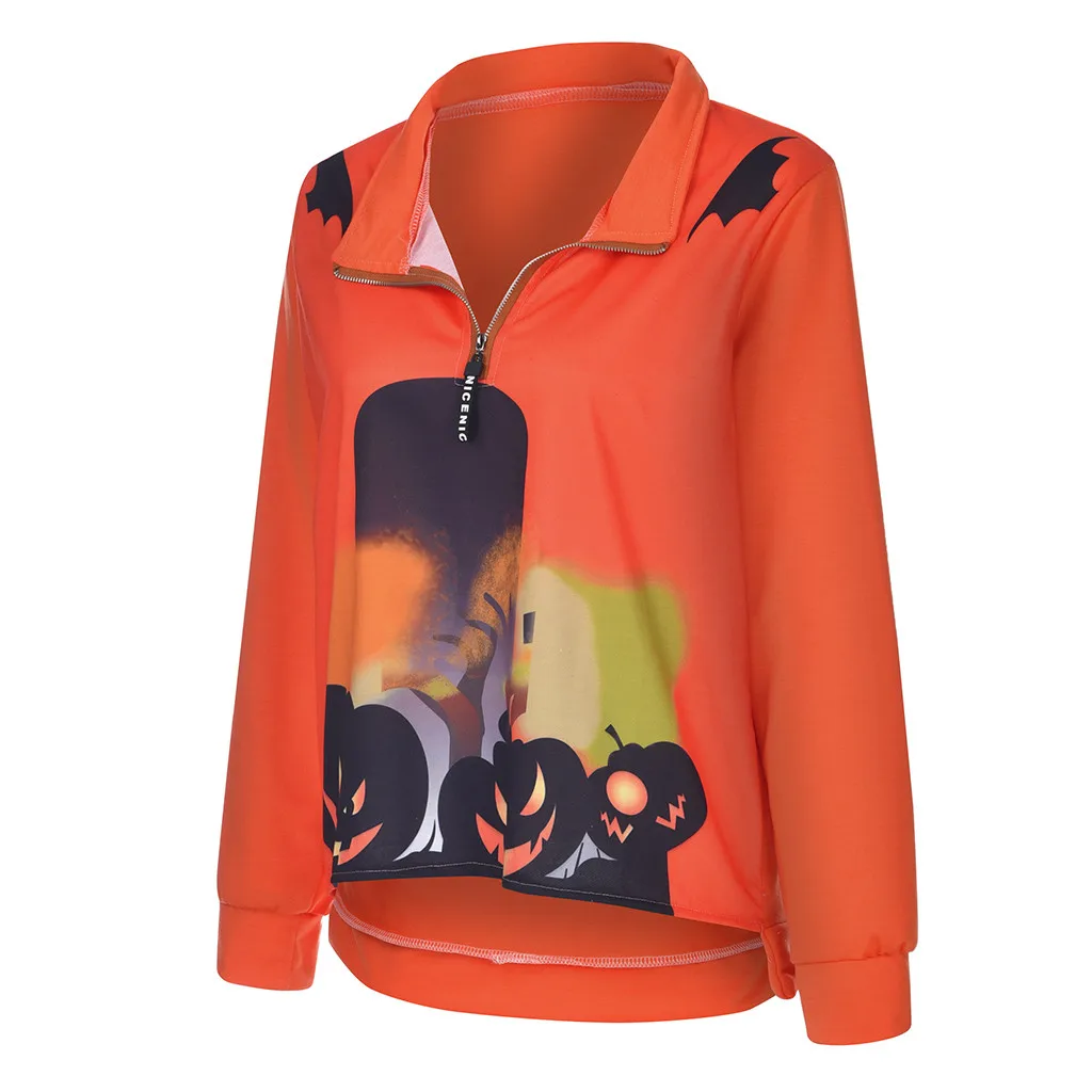 Women's Sweatshirt Ladies Halloween Printing Long Sleeve Pullover Sweatshirt Blouse Tops Shirts Personality Loose Blouse S-4XL