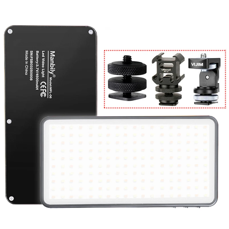 En Ligne Manbily MFL 06 Vlog éclairage de photographie 180 LED s 4500mAh Dimmable LED éclairage de remplissage de lumière vidéo pour Nikon Sony appareils photo reflex numériques