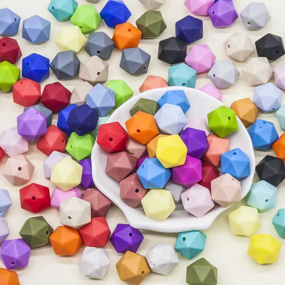 

Cute-idea 14mm 200pcs Silicone Beads Polygon food grade BPA Free sensory Chewable Teether infant toy,Handmade Baby products