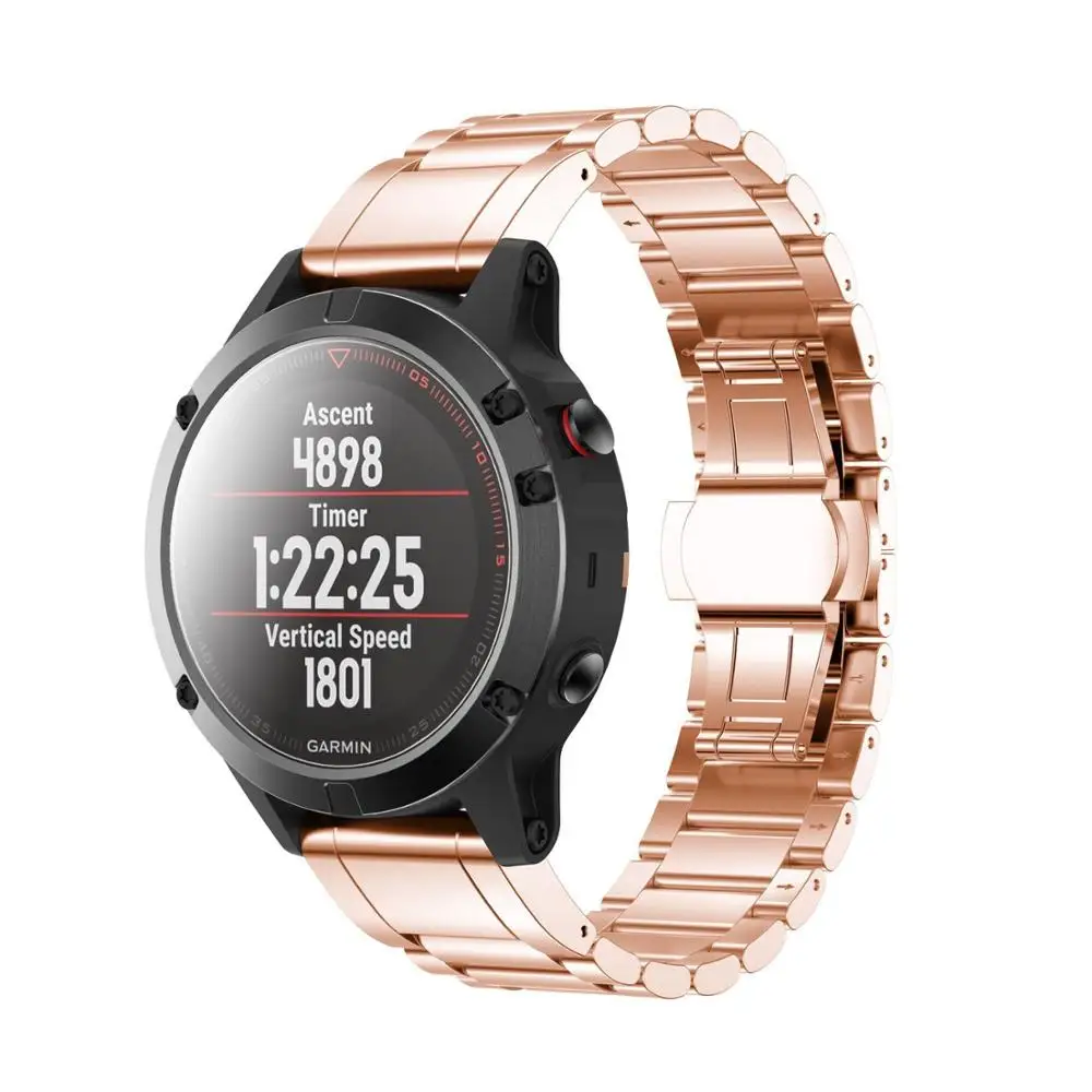 Rose Gold Ремешок для часов из нержавеющей стали для Garmin Fenix 5 с шириной 22 мм, металлические ремешки для Garmin Fenix 5 Plus/Forerunner 935 - Цвет ремешка: Rose Gold
