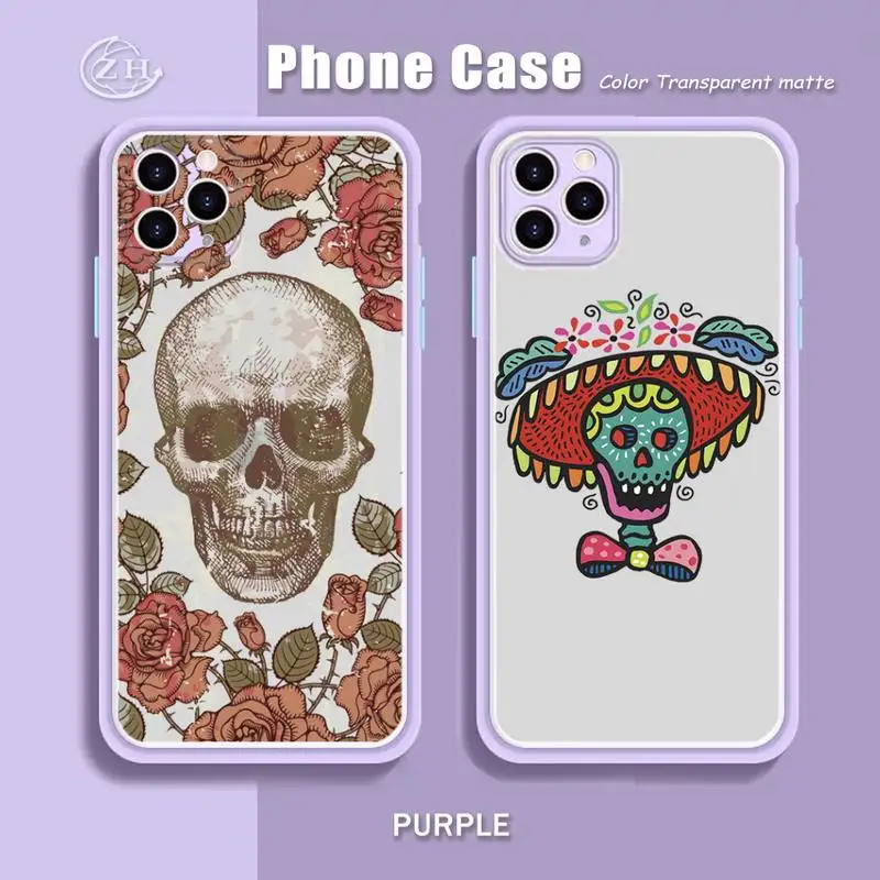 Чехол для телефона с рисунком черепа фиолетовый мятный матовый цвет IPhone X XS Max XR 7 8