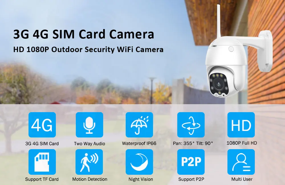 ZILNK 1080P CCTV камера 3g 4G Sim карта беспроводная wifi PTZ IP камера 2MP HD безопасность наружное видеонаблюдение двухстороннее аудио CamHi