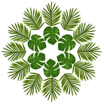 

24 Pcs Tropical Palm Leaves Luau Party Decoration Artificial Simulation Tropical Monstera Plant Leaves for Hawaiian Safari Jungl