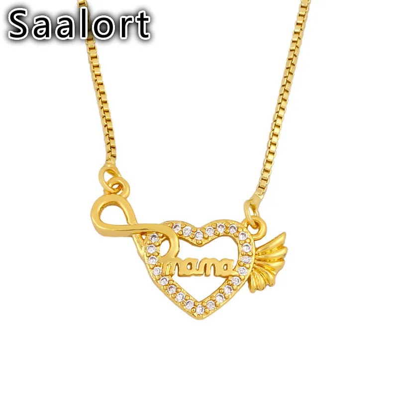 

Heart-shaped Pendant Chain with Crystal Zircon Inlaid Mama Letters Accessories Necklace Creative Mother's Day Gift