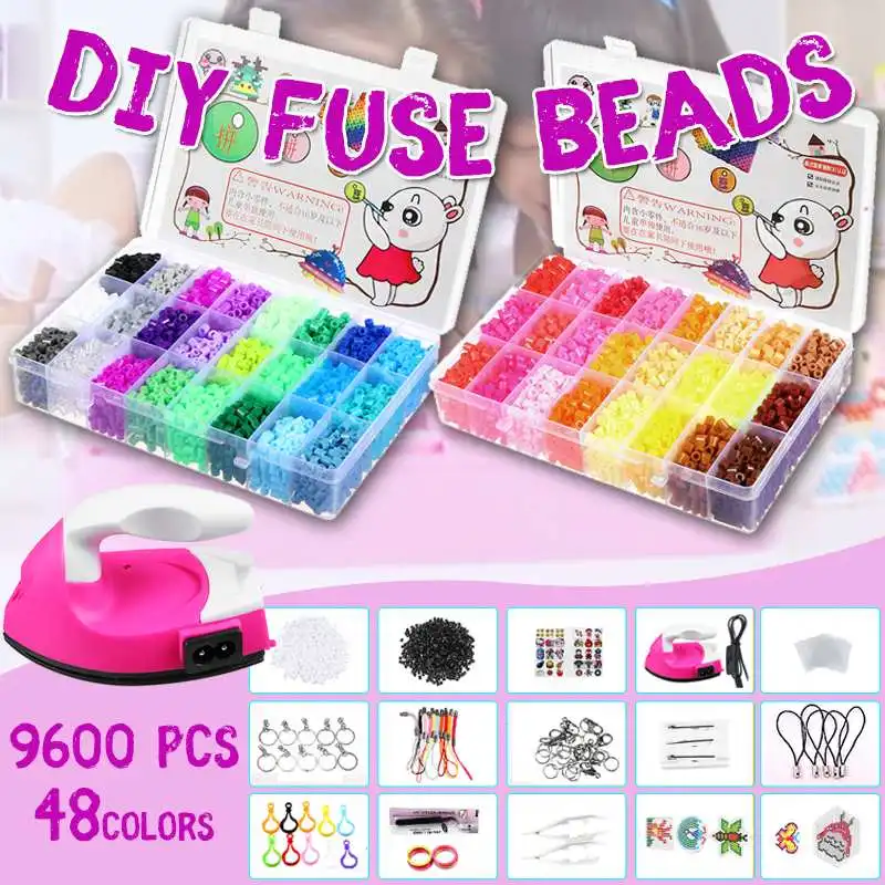 

Hot 48 Colors With Iron 9600pcs/bag 5mm Fuse Beads Puzzles Hama Beads Craft Peg Board Activity Educational Gift Kid Toy DIY