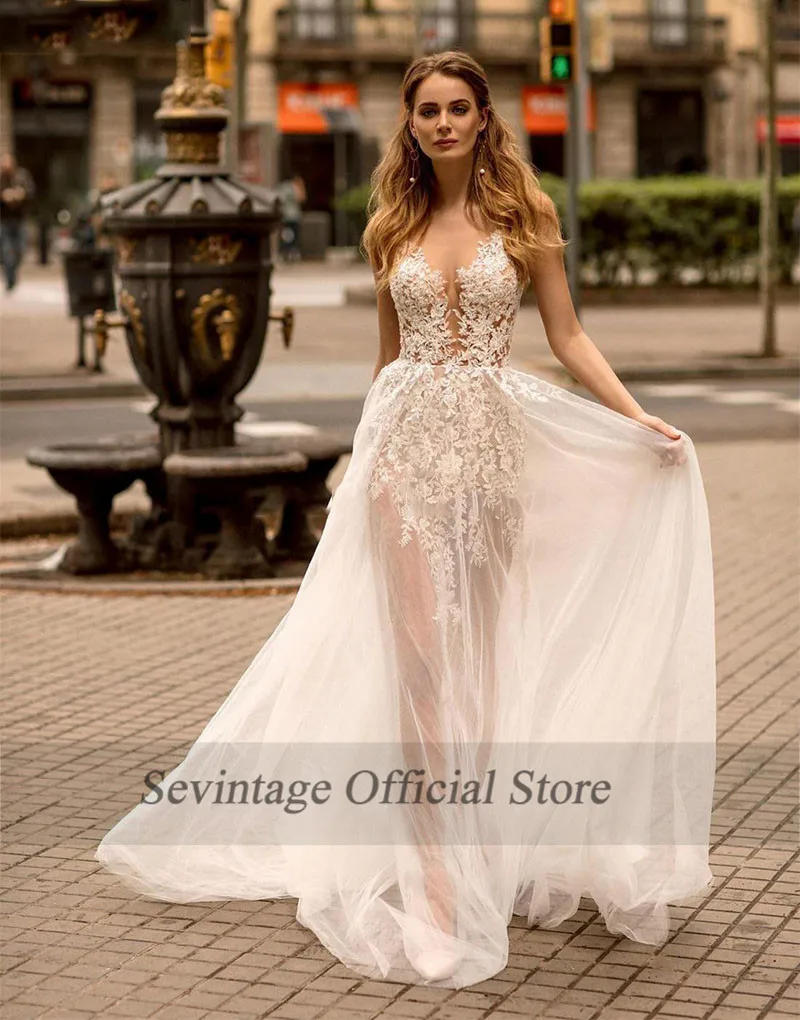 sexy sheer wedding dress