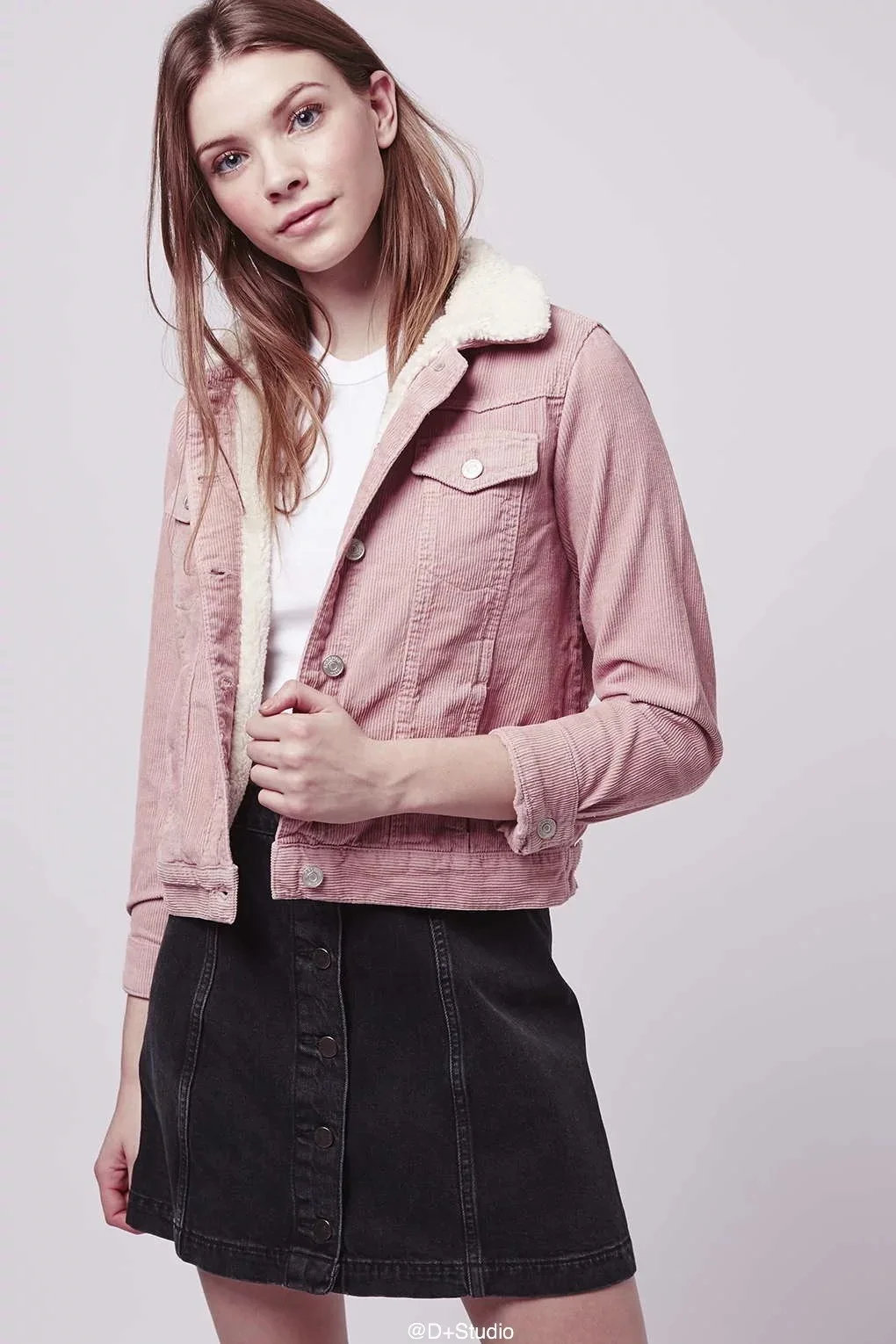 

Europe And America M Commuting Versatile Corduroy Solid Color Thick Warm Straight-Cut Lambs Wool Long Sleeve Cotton Overcoat